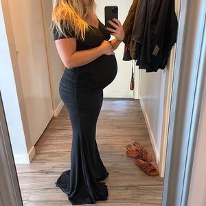 PinkBlush Maternity Black Off Shoulder Maxi Dress Medium NEW never worn